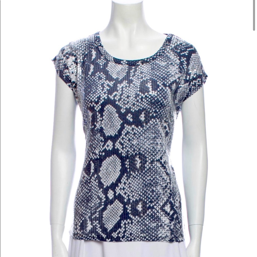 MICHAEL Michael Kors Snakeskin Print Sequin Embellished Top